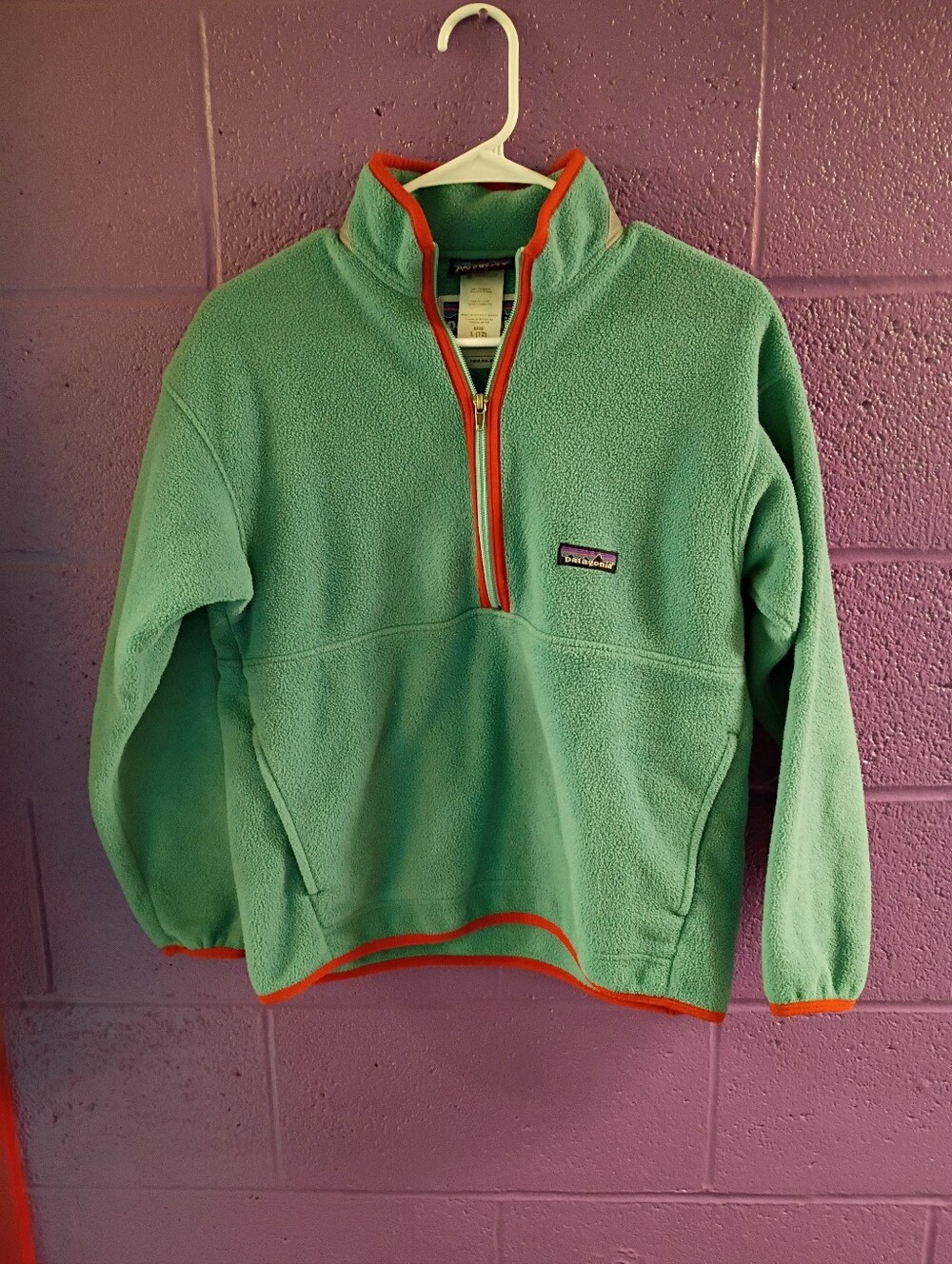 VTG Patagonia Synchilla Kids Blue Fleece Pullover with Orange Trim